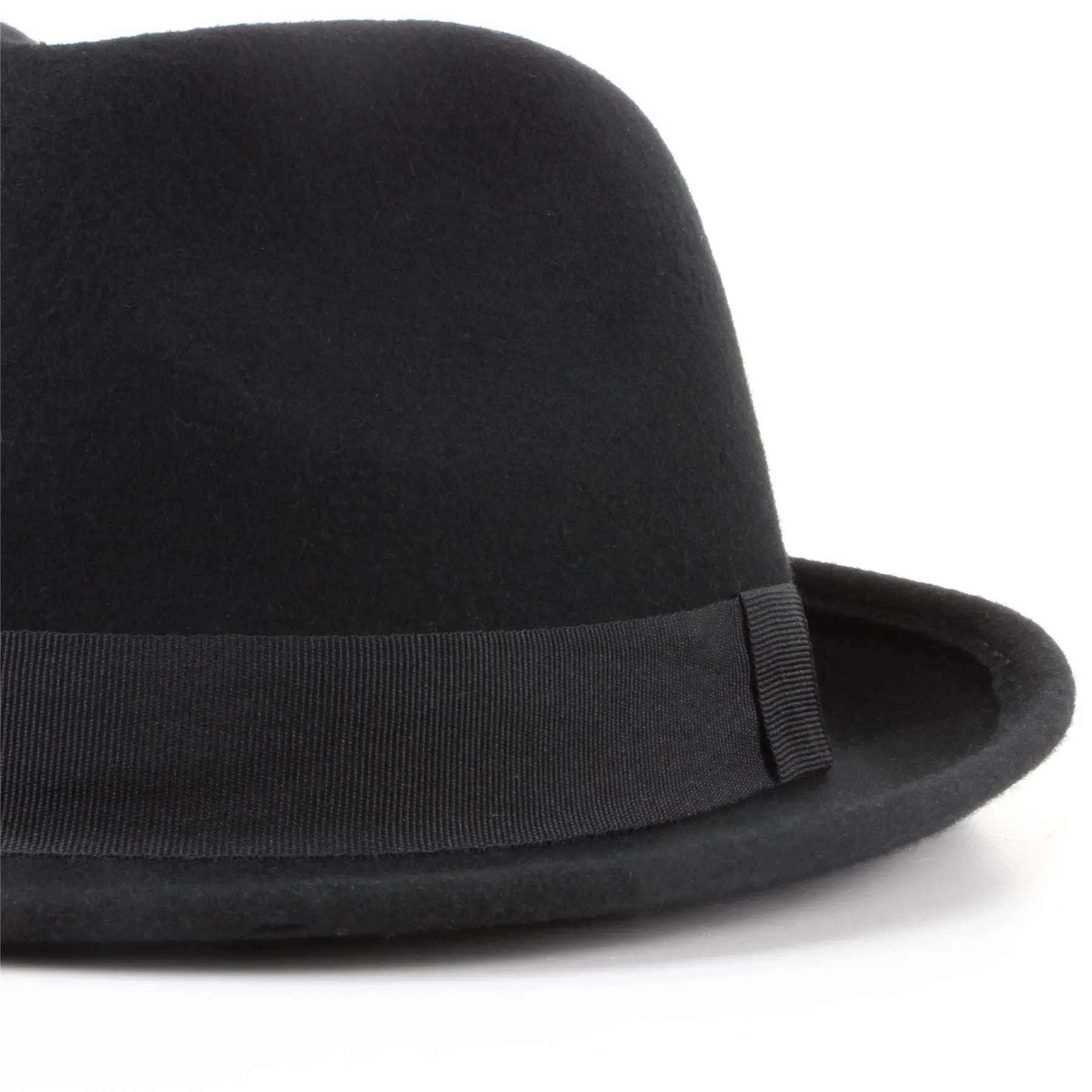 100% Wool felt trilby hat with taffeta band - Black