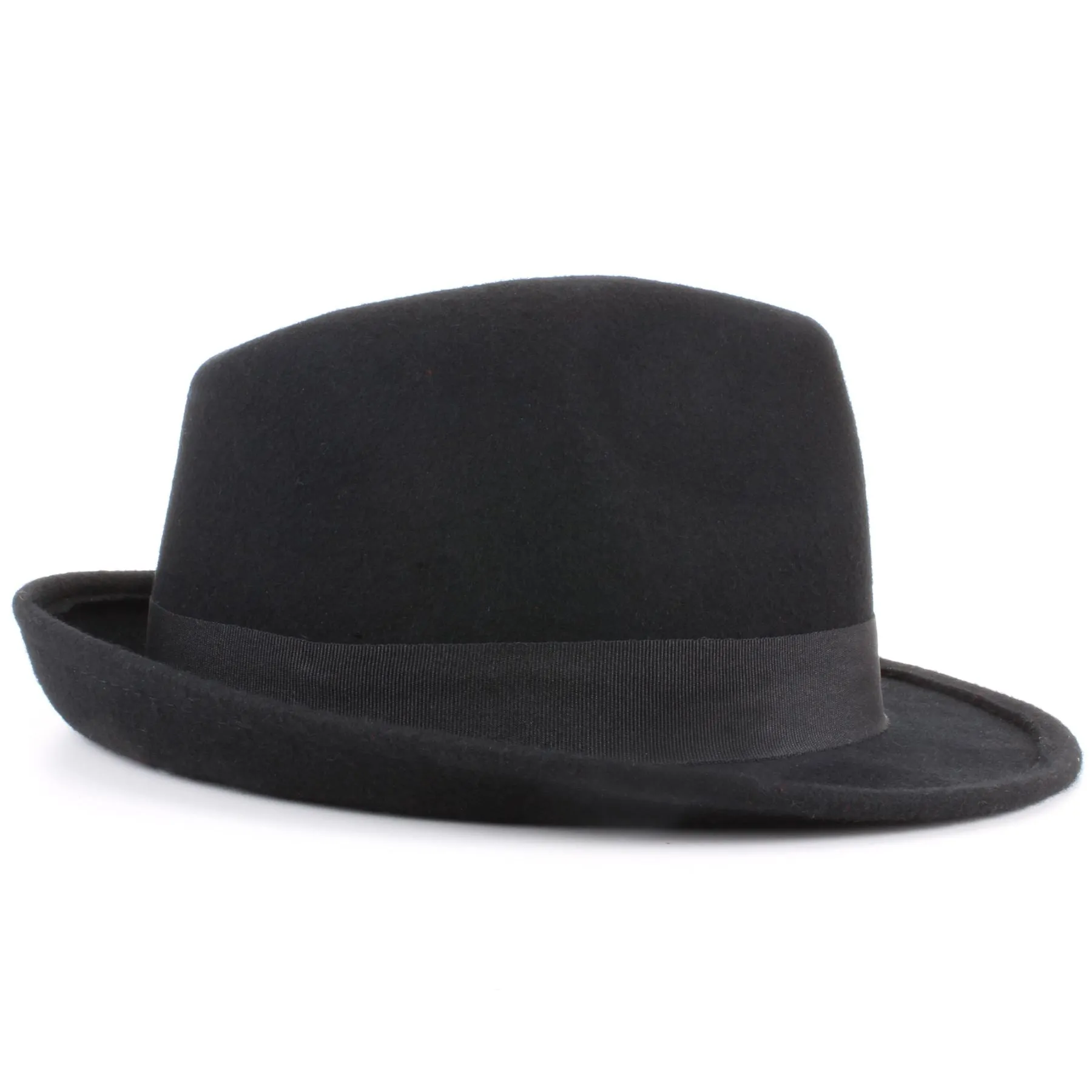 100% Wool felt trilby hat with taffeta band - Black