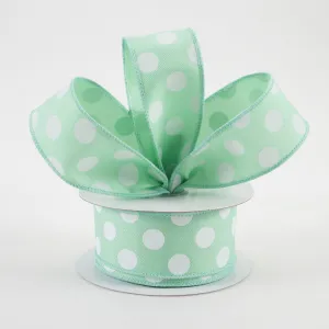 1.5"x10yd Polka Dots On Diagonal Weave, Mint Green/White  AP31