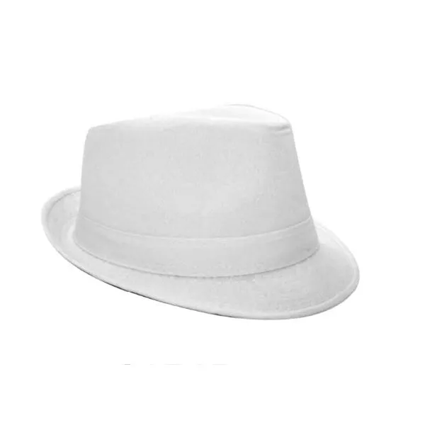 1920's Gangster Trilby Fedora Hat - White with White Ribbon