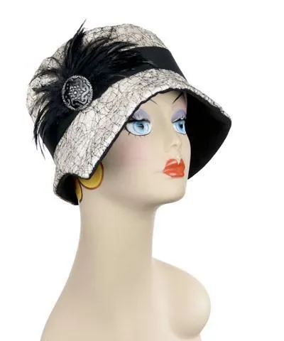 Abigail Hat Style  - Luna in White with Black Linen