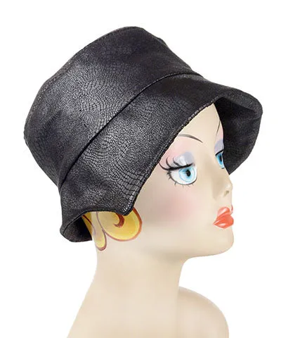 Abigail Style Hat - Outback in Black Vegan Leather (Only One with Silver Dot Button Left!)