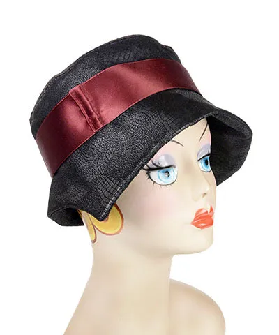 Abigail Style Hat - Outback in Black Vegan Leather (Only One with Silver Dot Button Left!)