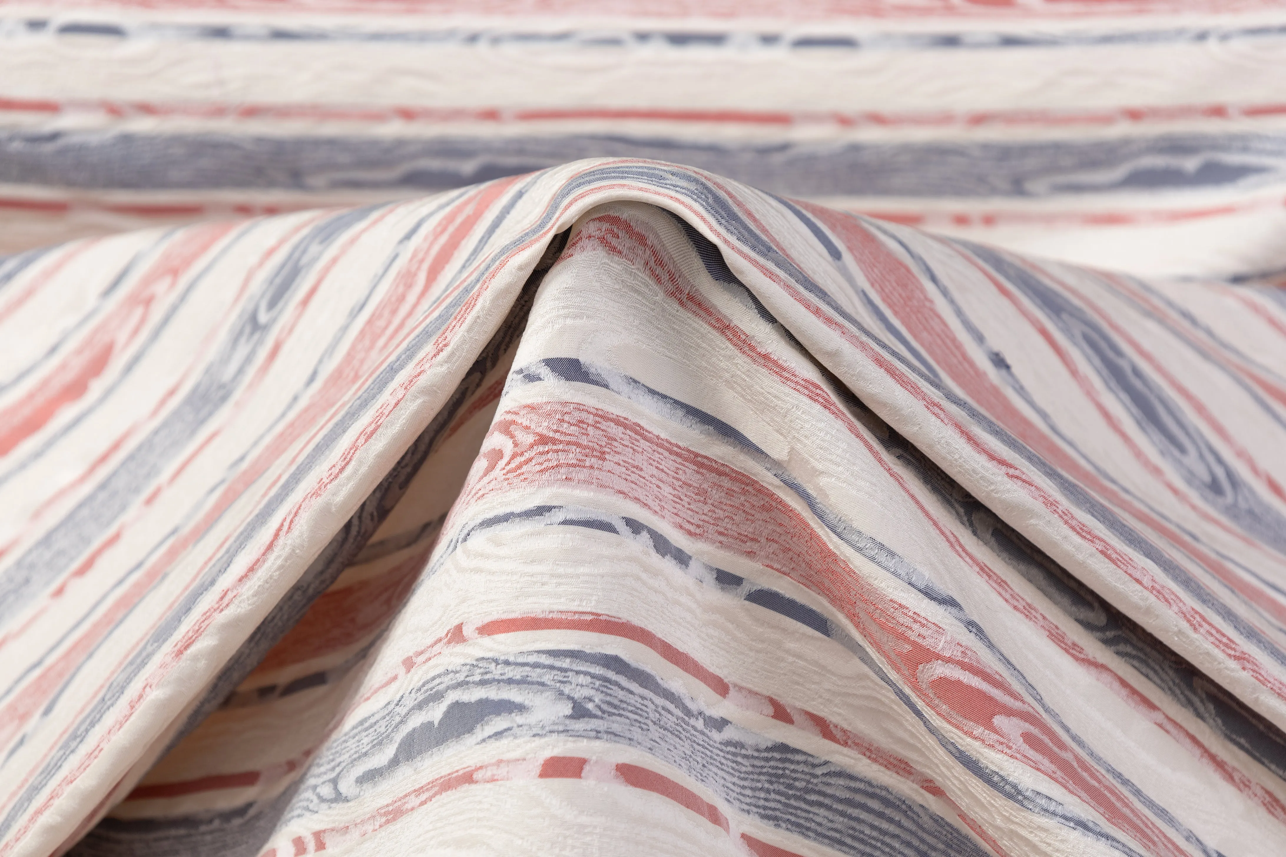 Abstract Striped Italian Silk Blend Brocade - White