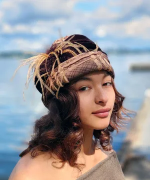 Ana Cloche Hat Style - Copper Plaid Upholstery