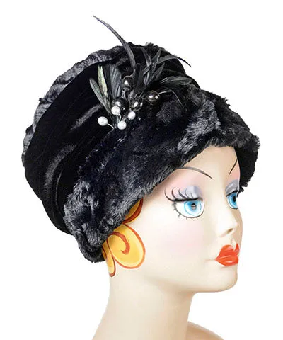 Ana Cloche Hat Style - Cuddly Faux Fur in Black