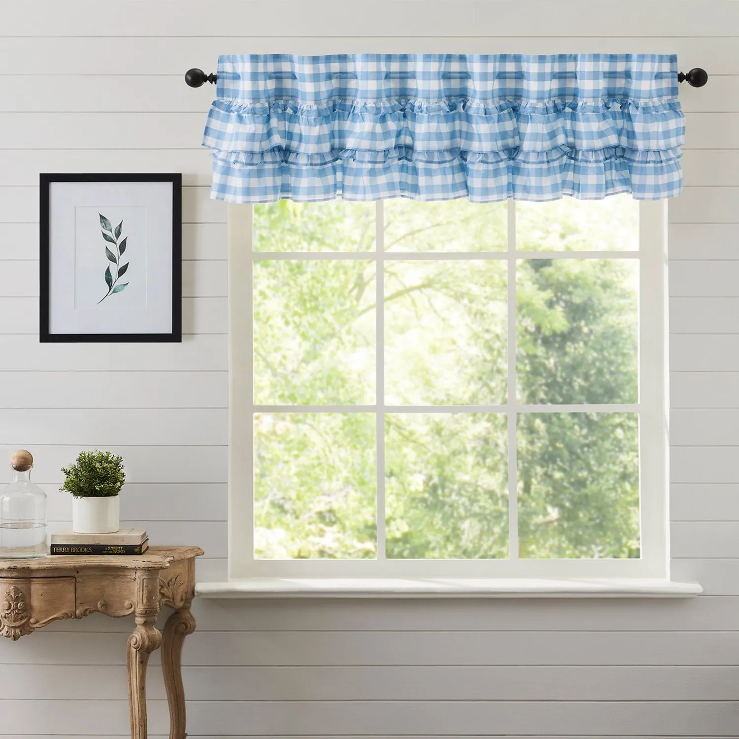 Annie Blue Buffalo Check Ruffled Lined Valance 72"