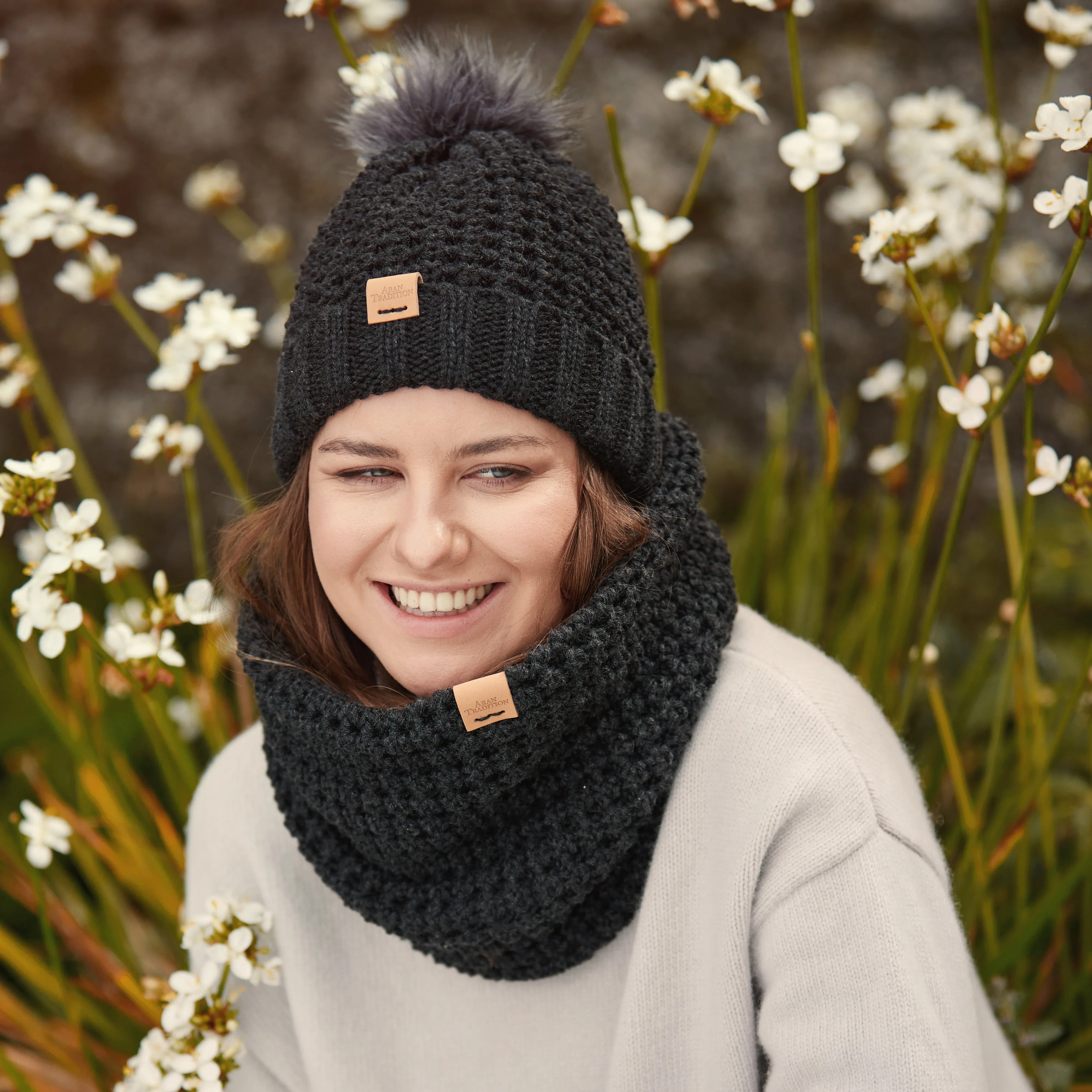 Aran Popcorn Stitch Bobble Hat