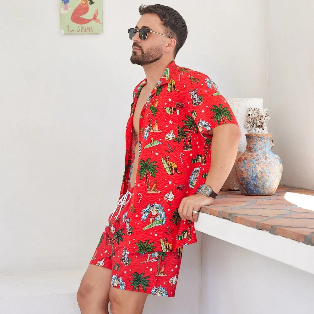 Aussie Christmas Red - Mens Festive Shirt & Shorts