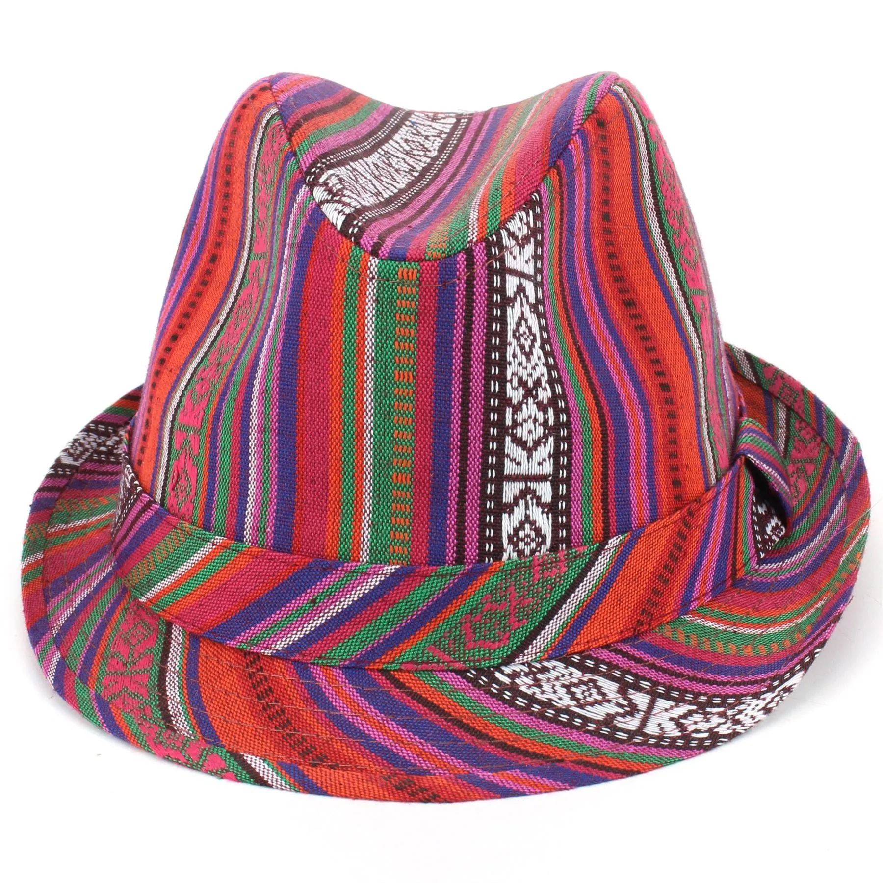 Aztec Print Trilby Hat - Red