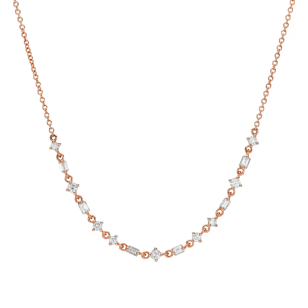 Baguette and Round Diamond Confetti Necklace