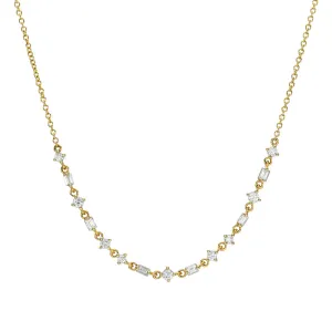 Baguette and Round Diamond Confetti Necklace