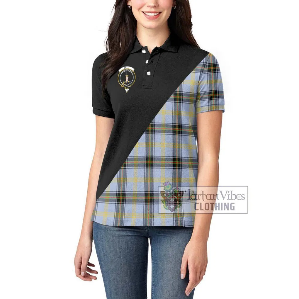 Bell of the Borders Tartan Women's Polo Shirt with Family Crest and Military Logo Style