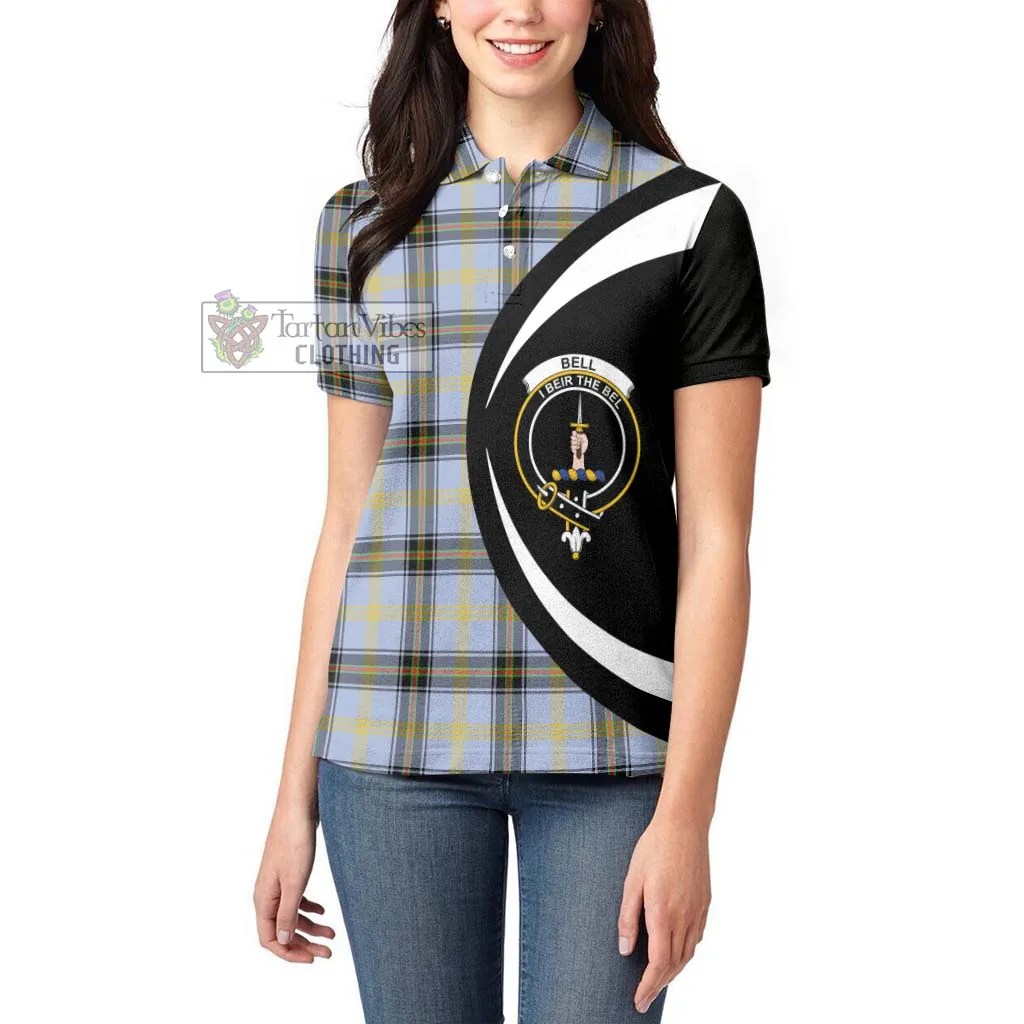 Bell of the Borders Tartan Women's Polo Shirt with Family Crest Circle Style