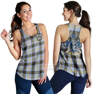 Bell Tartan Women's Racerback Tanks with Family Crest Celtic Skull Style