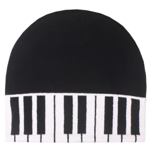 Black White Piano Keys Music Knit Beanie Stocking Cap Winter Hat Band Choir