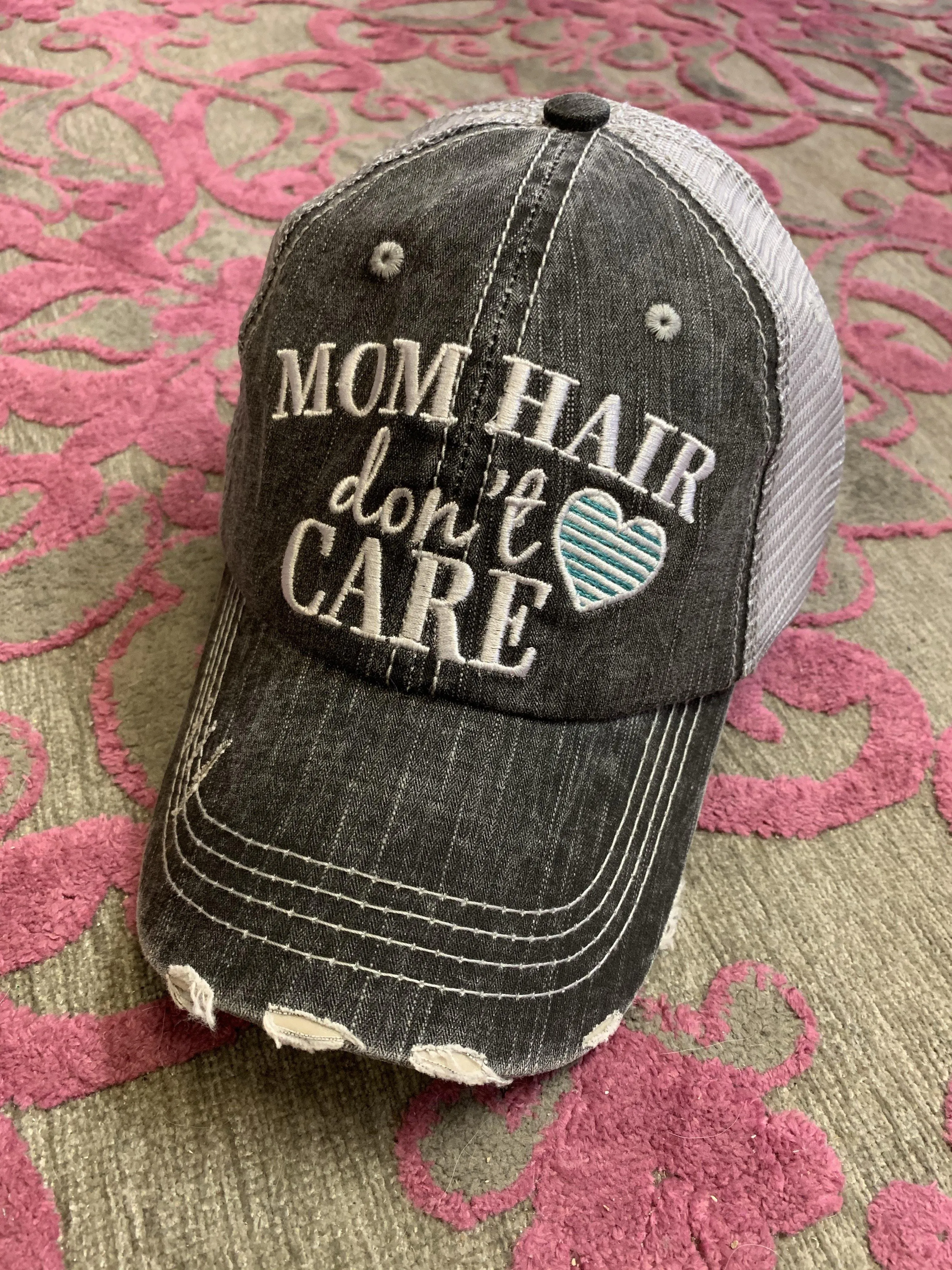 Boating Hats Boat hair dont care Teal or pink anchor Personalized e mbroidered gray distressed trucker caps mesh back adjustable velkro