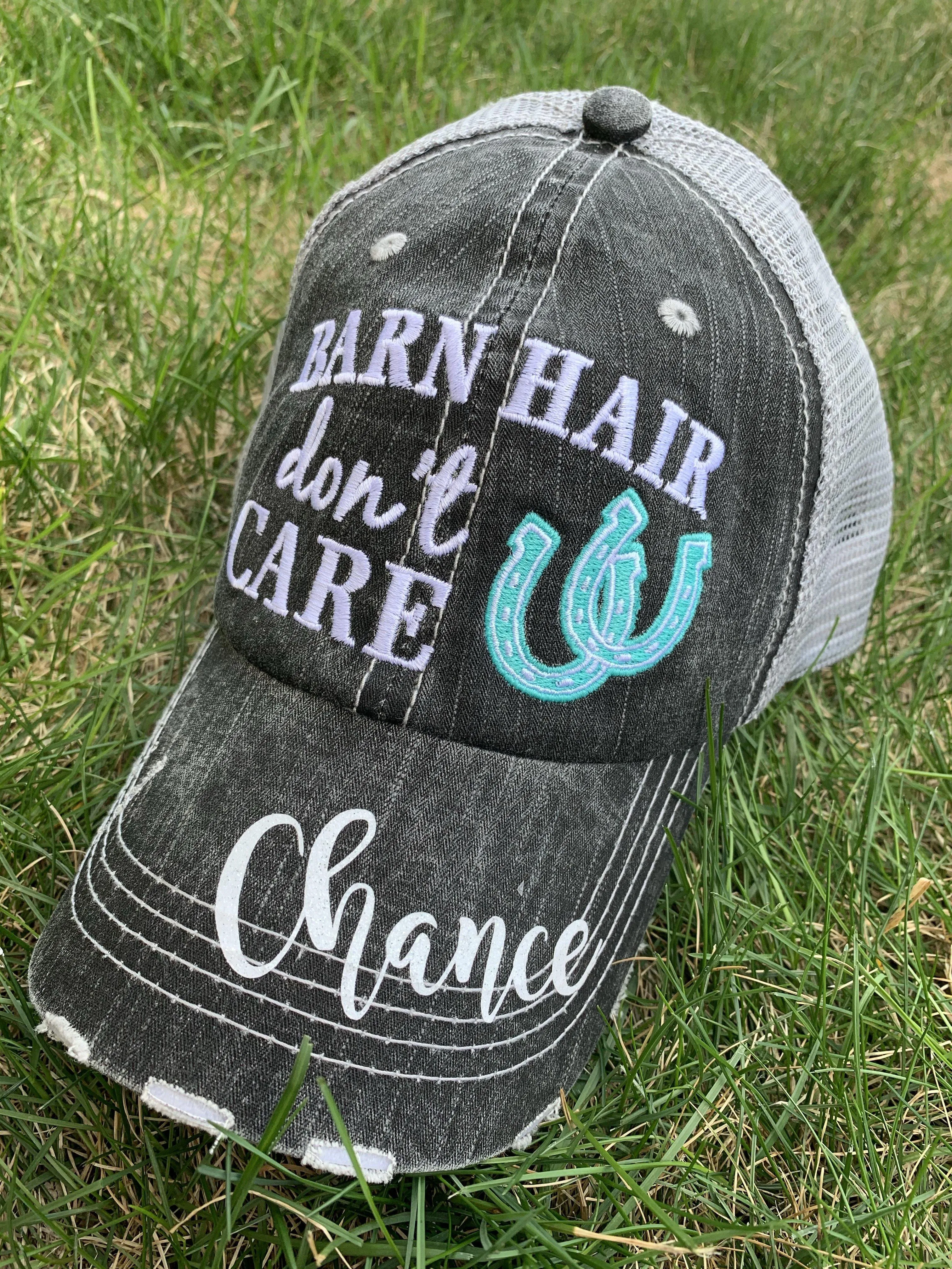 Boating Hats Boat hair dont care Teal or pink anchor Personalized e mbroidered gray distressed trucker caps mesh back adjustable velkro