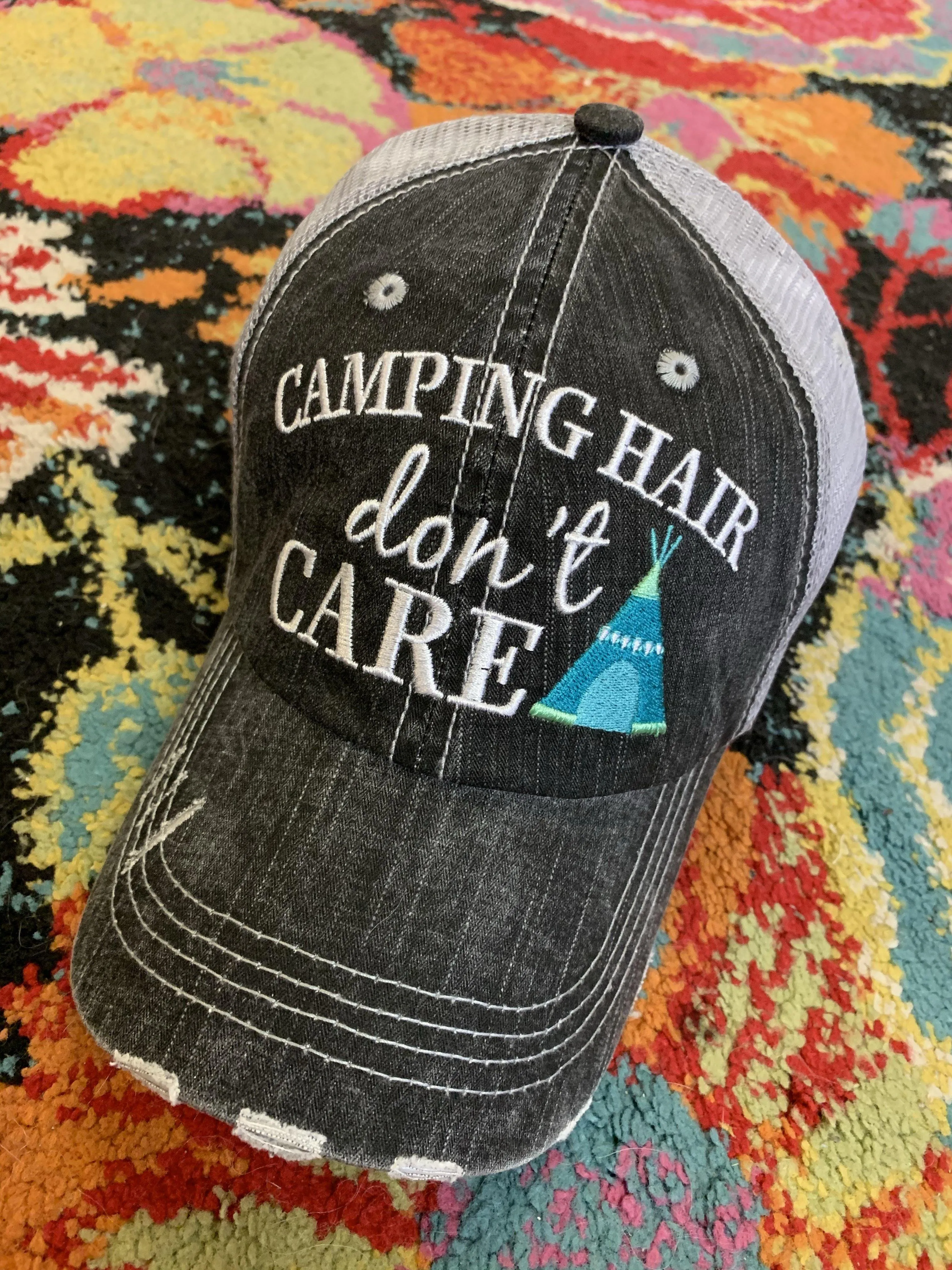 Boating Hats Boat hair dont care Teal or pink anchor Personalized e mbroidered gray distressed trucker caps mesh back adjustable velkro