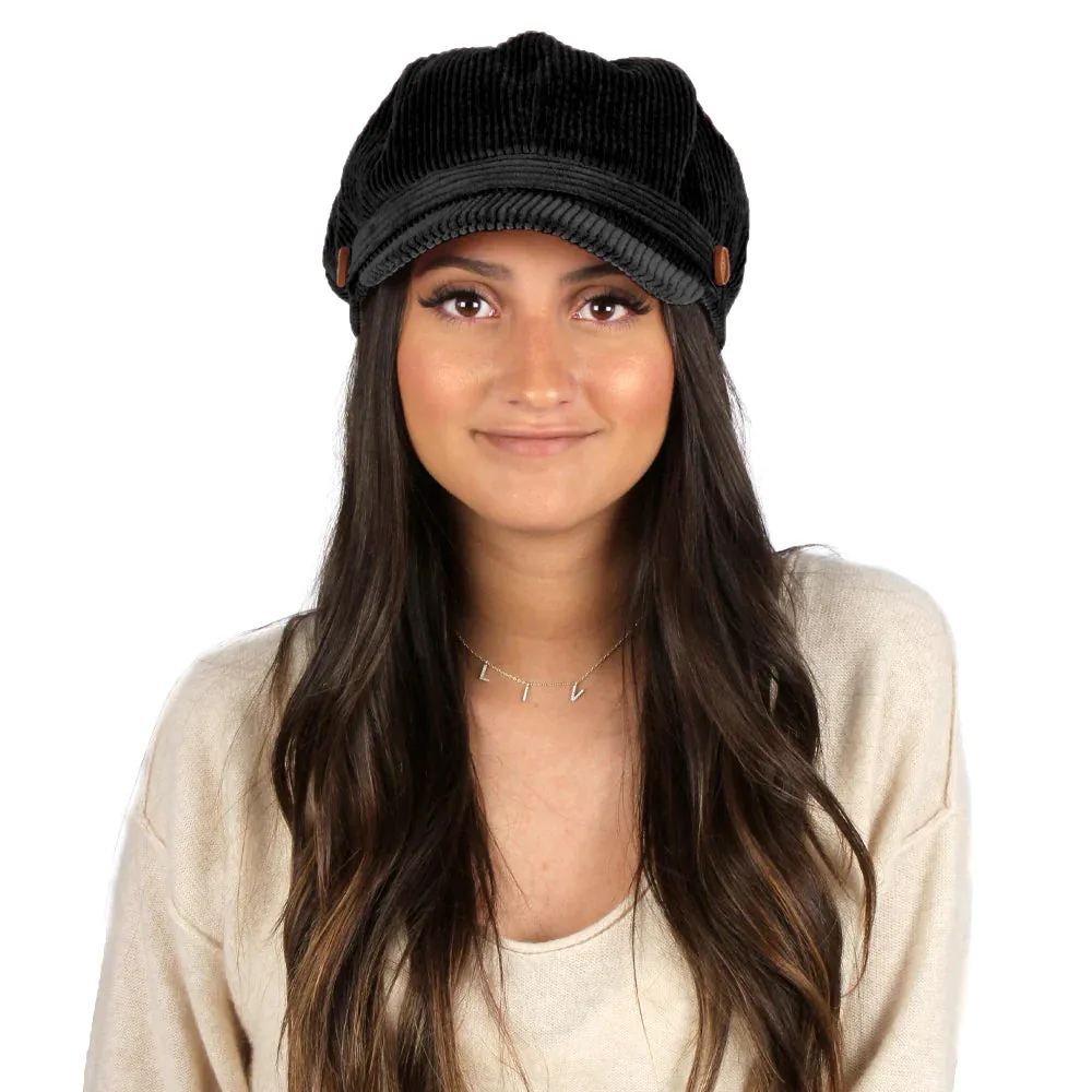 Brianna Corduroy Newsboy Cabbie Hat for Women