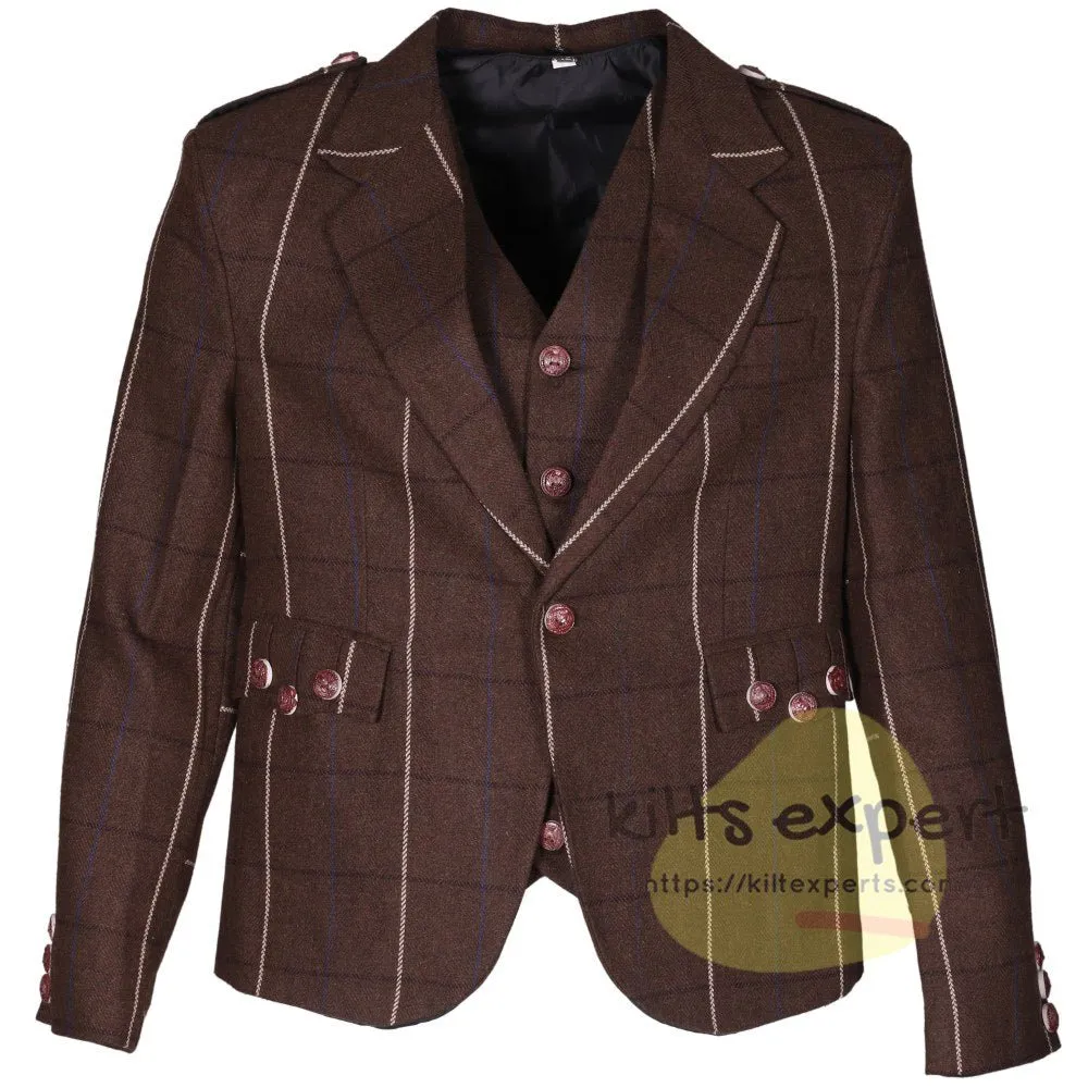 Brown Argyle Jacket with a Fresh White & Blue Lining