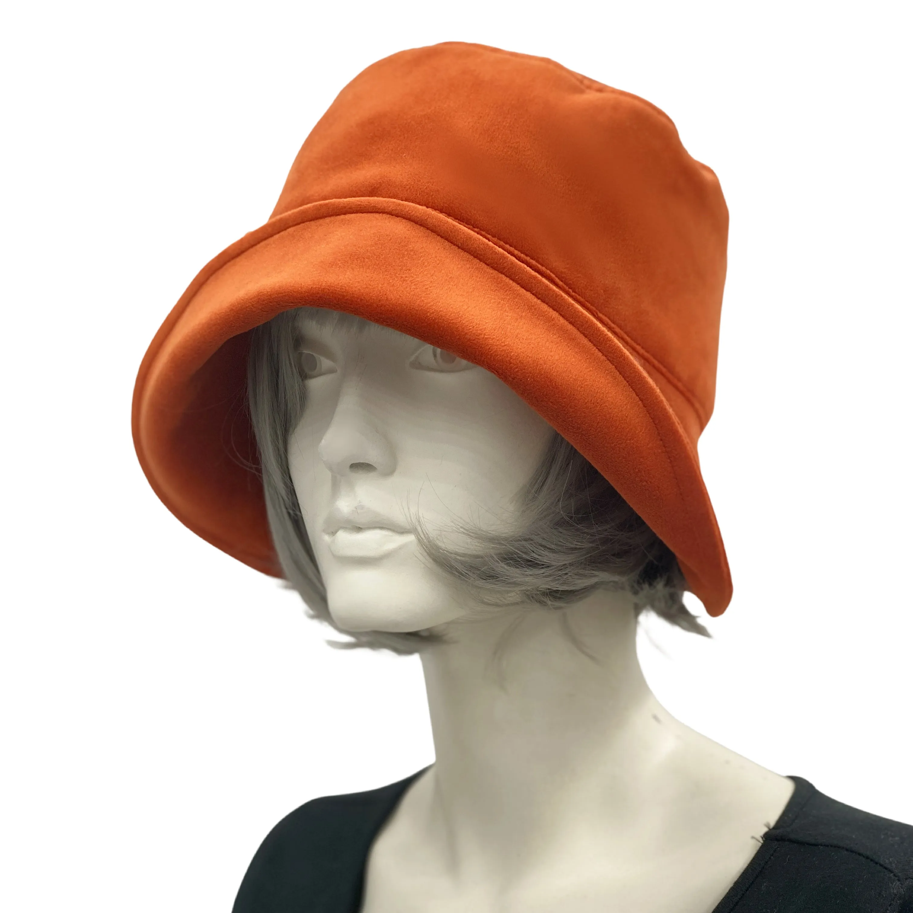 Burnt Orange Velvet Cloche Hat with Hydrangea Flowers | The Eleanor