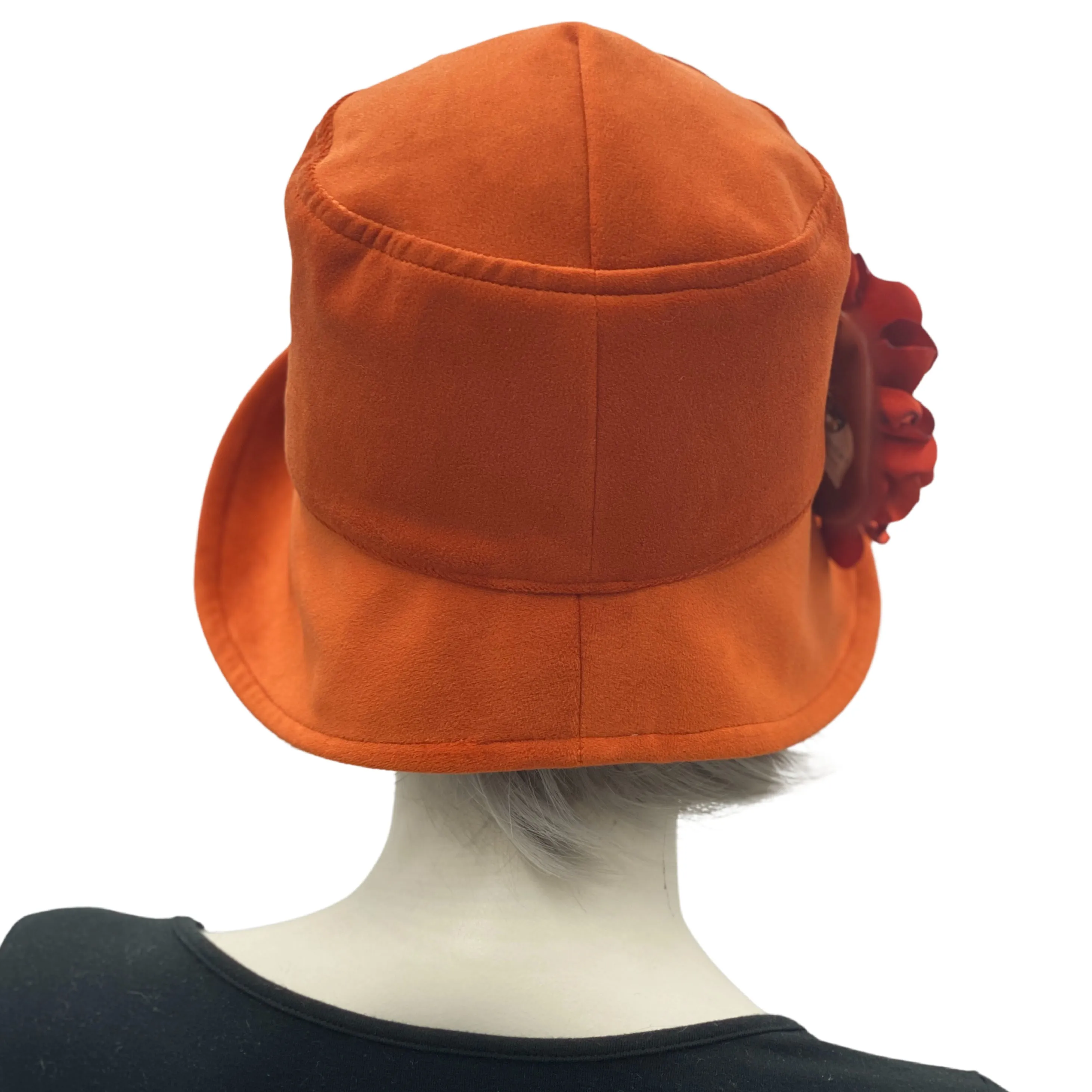 Burnt Orange Velvet Cloche Hat with Hydrangea Flowers | The Eleanor