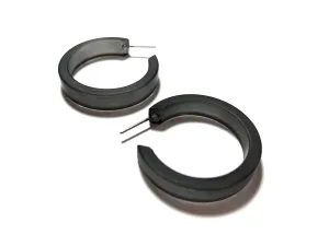 Charcoal Grey Frosted Small Classic Hoop Earrings