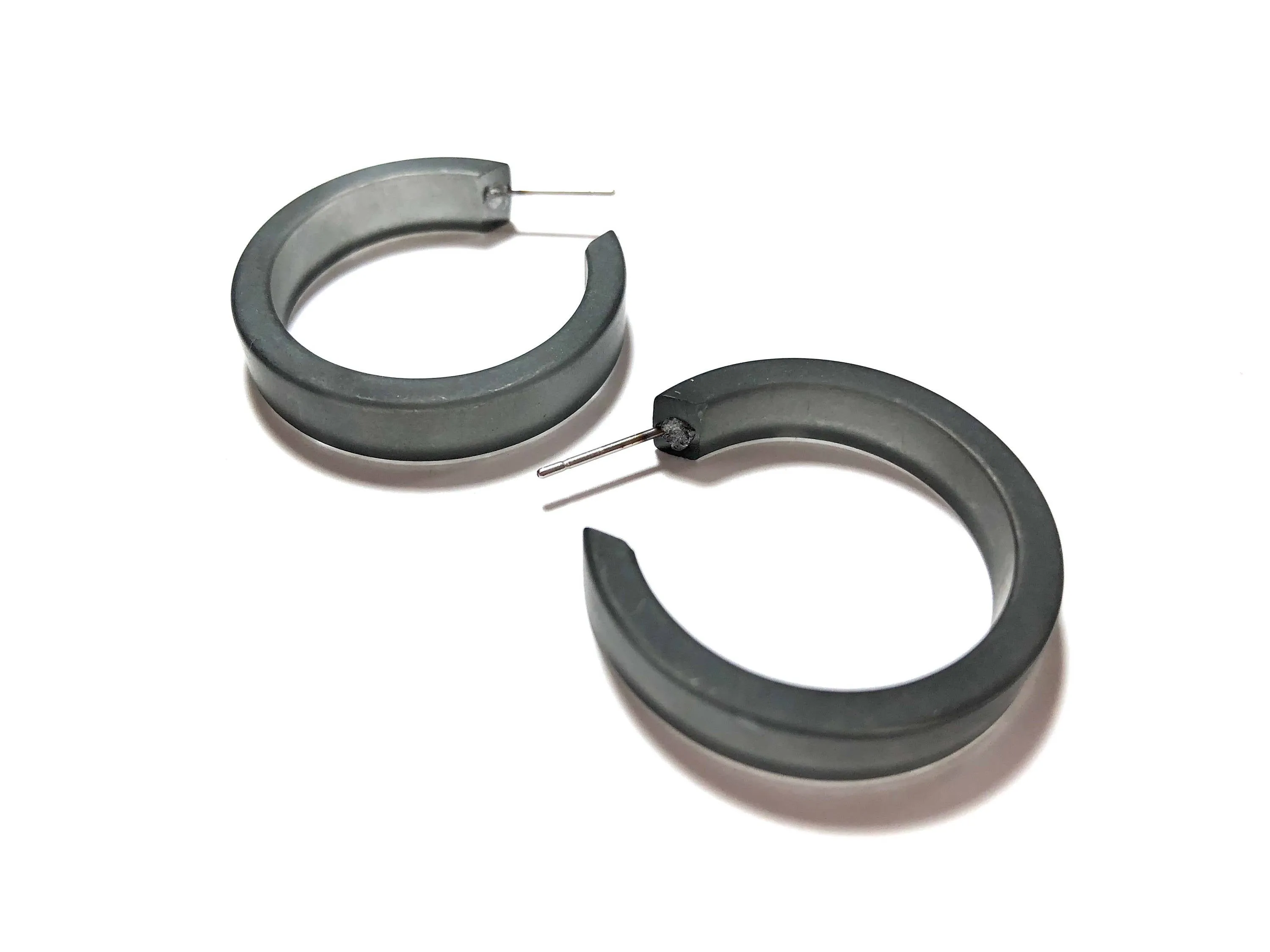 Charcoal Grey Frosted Small Classic Hoop Earrings