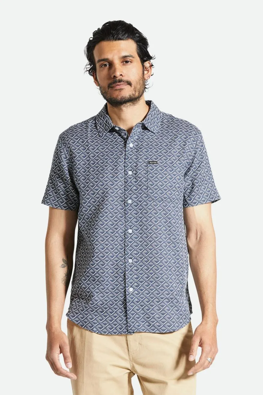 Charter Print S/S Woven Shirt - Washed Navy/White Tile