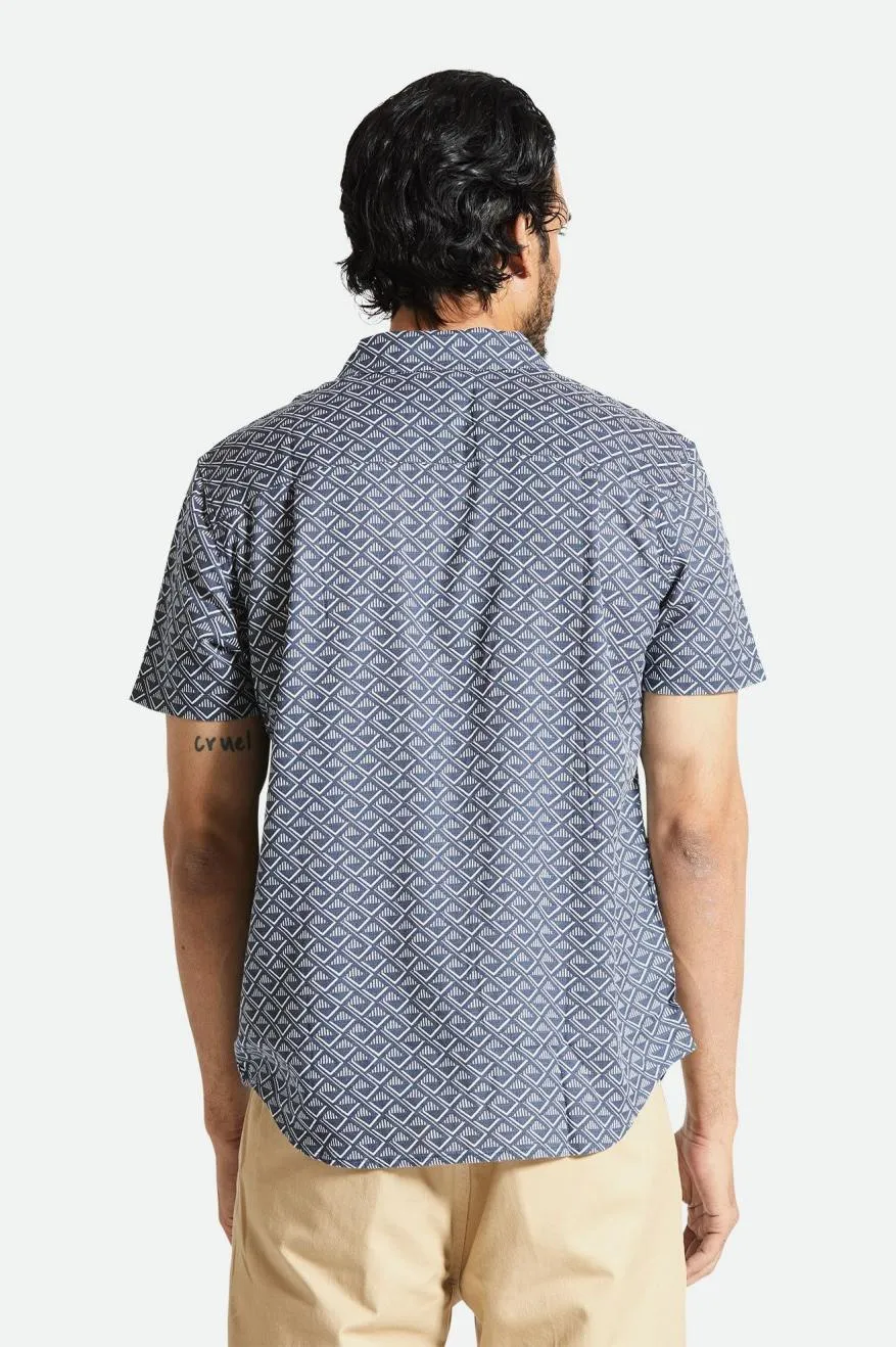 Charter Print S/S Woven Shirt - Washed Navy/White Tile