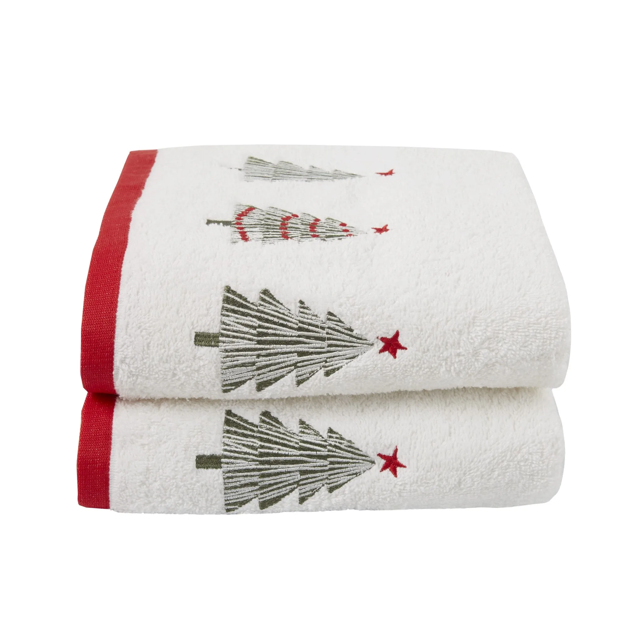 Christmas Trees Hand Towel (2 pack) by Fusion Christmas in White 50 x 90cm