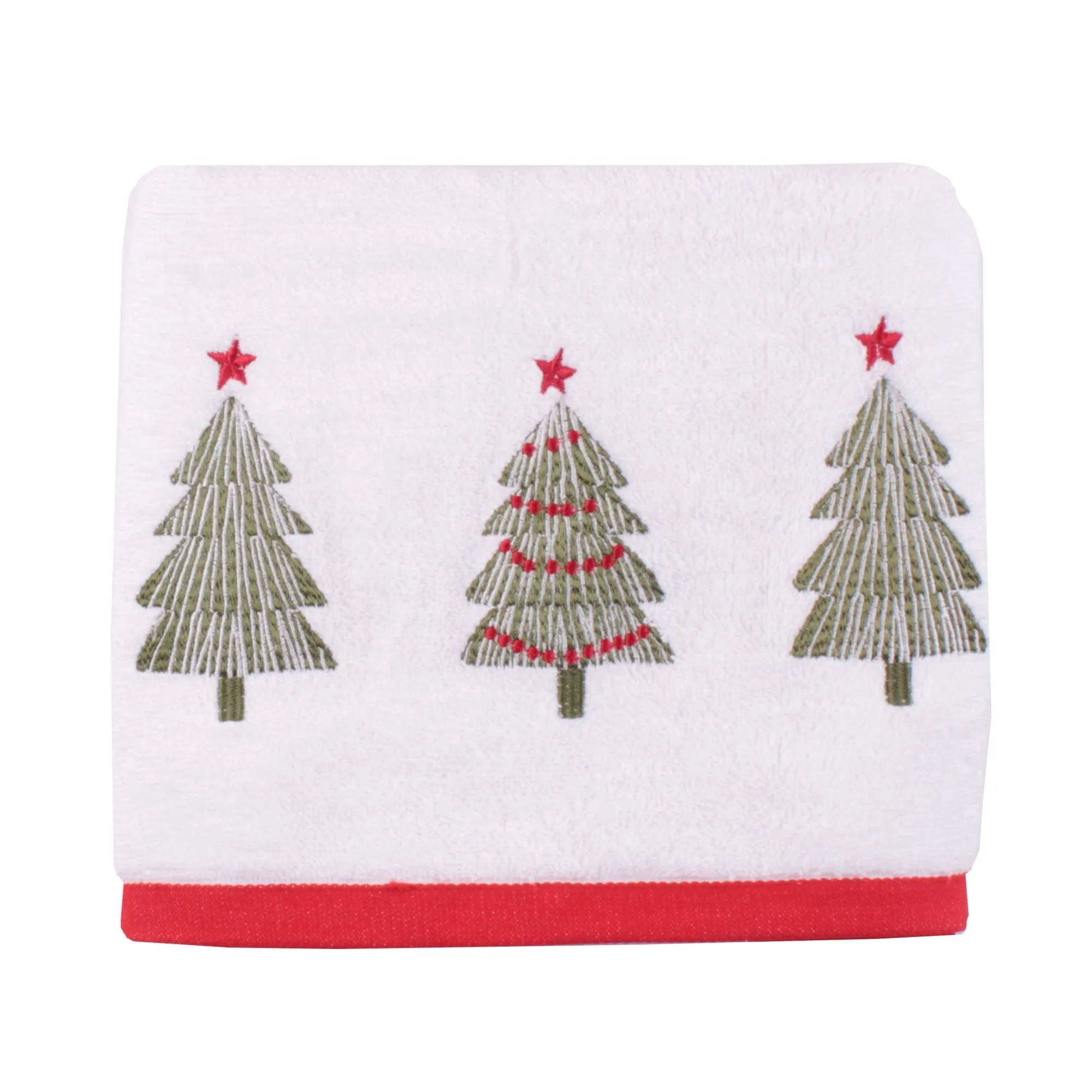 Christmas Trees Hand Towel (2 pack) by Fusion Christmas in White 50 x 90cm