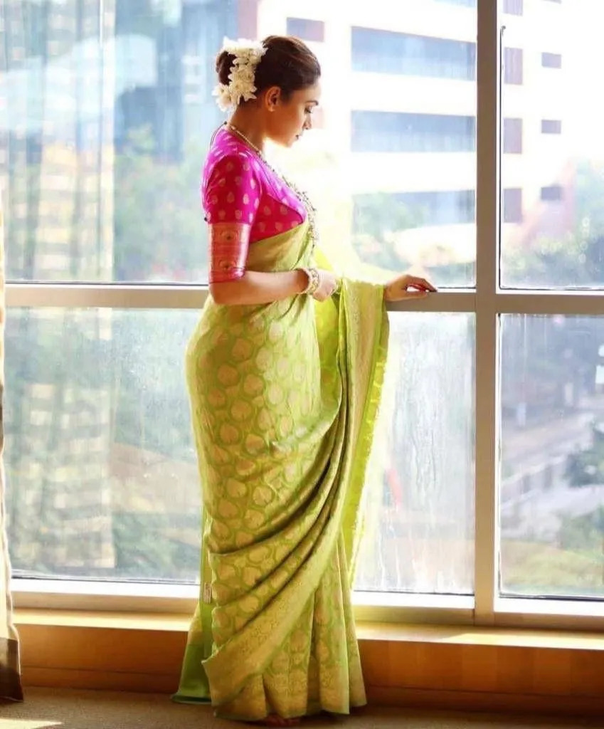 Classic Parrot Soft Silk Saree With Exquisite Blouse Piece