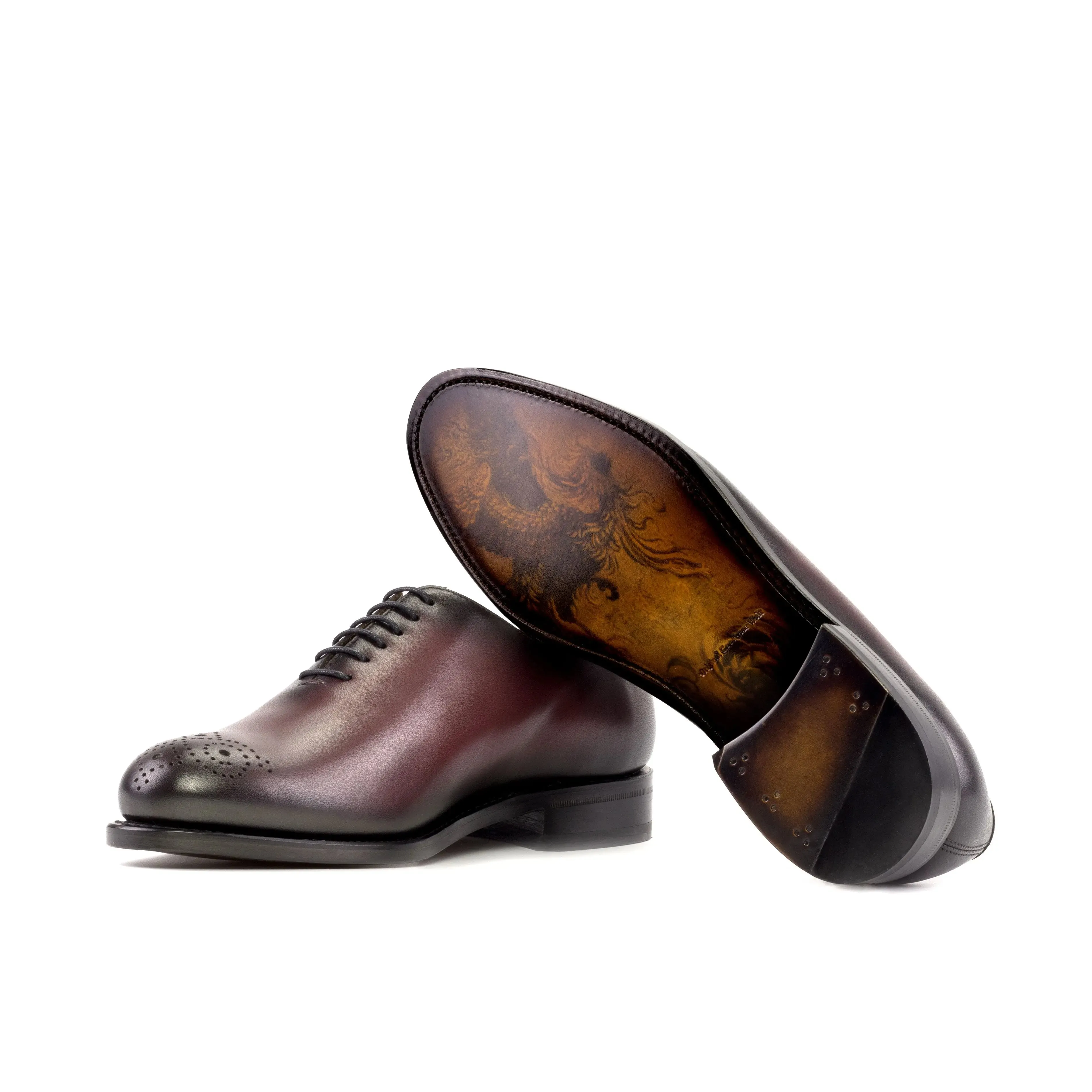 DapperFam Giuliano in Burgundy Men's Italian Leather Whole Cut