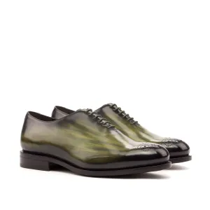 DapperFam Giuliano in Khaki / Burgundy Men's Hand-Painted Patina Whole Cut