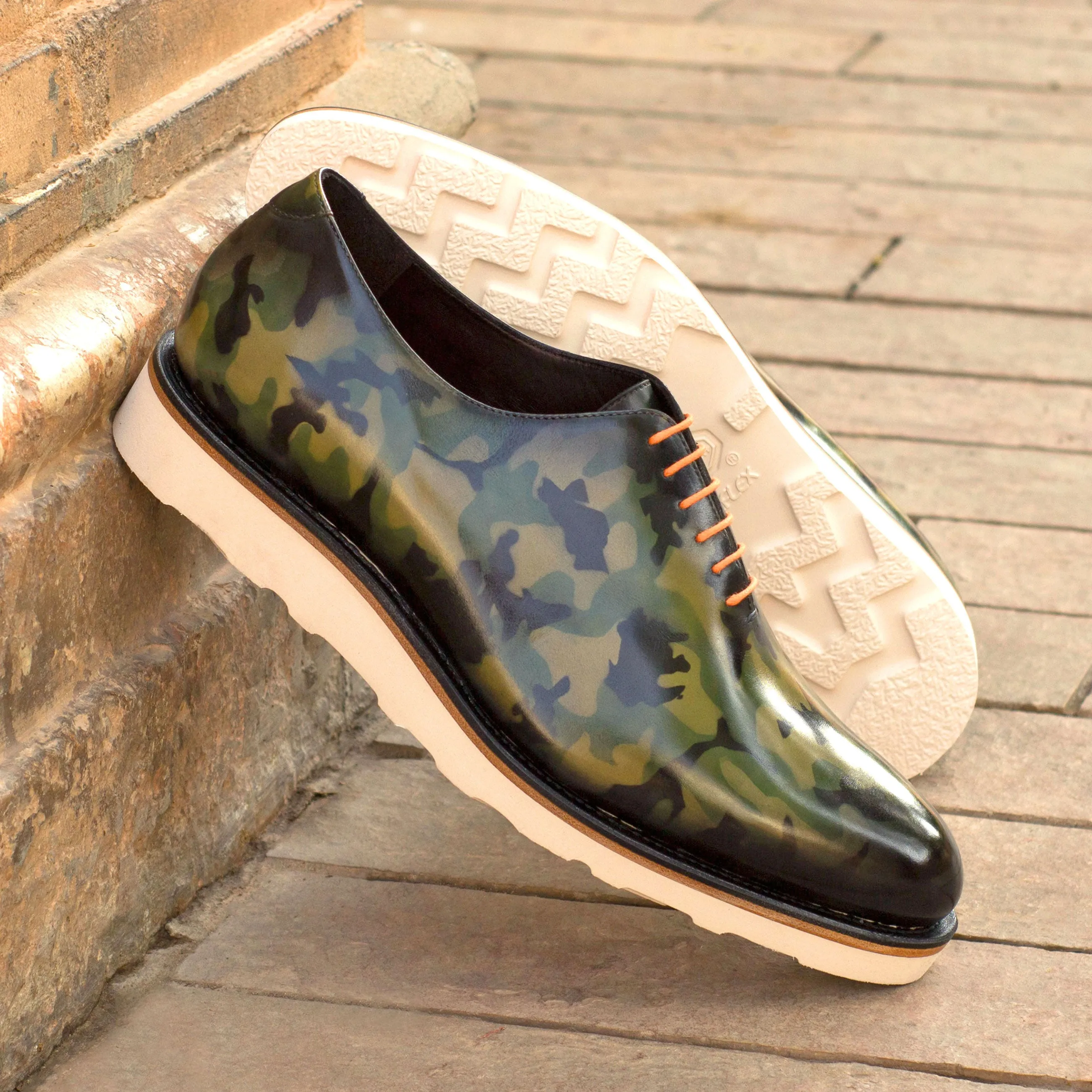 DapperFam Giuliano in Khaki Men's Hand-Painted Patina Whole Cut