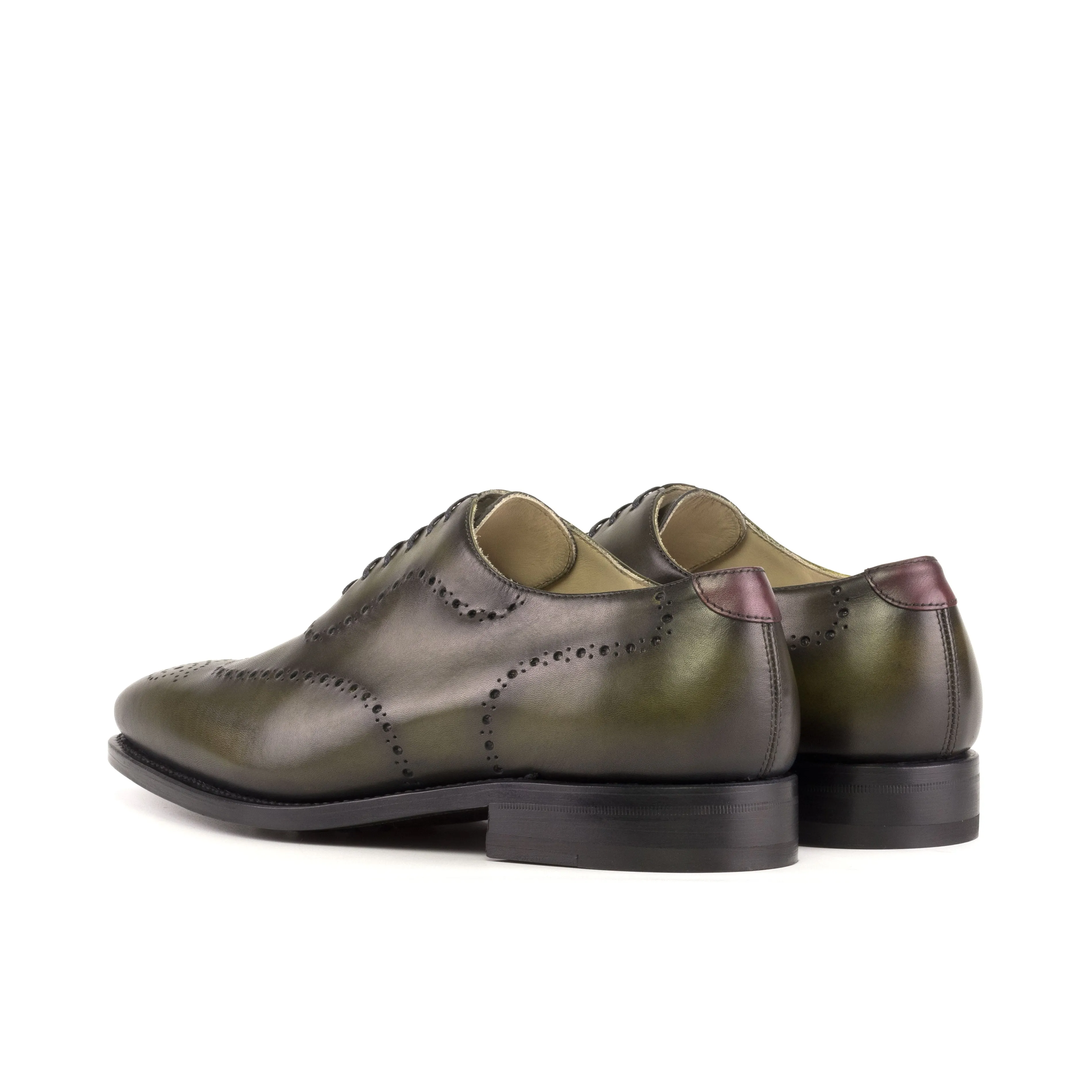 DapperFam Giuliano in Olive / Burgundy Men's Italian Leather Whole Cut