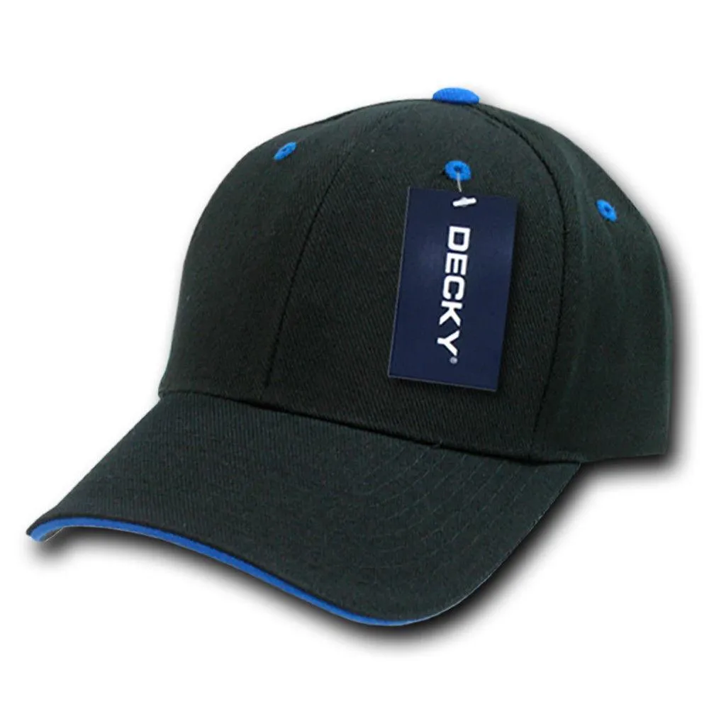 Decky Sandwich Visor Pro Style Two Tone Constructed 6 Panel Baseball Hats Caps