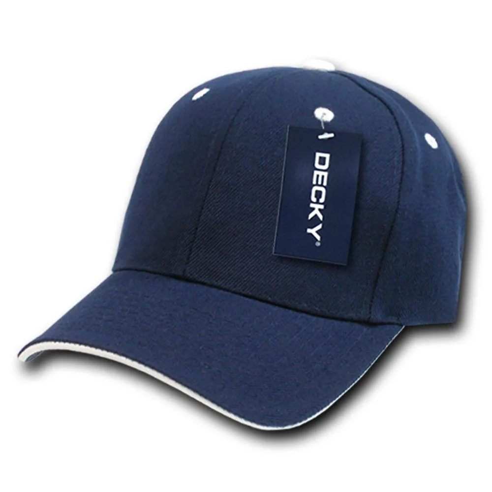 Decky Sandwich Visor Pro Style Two Tone Constructed 6 Panel Baseball Hats Caps