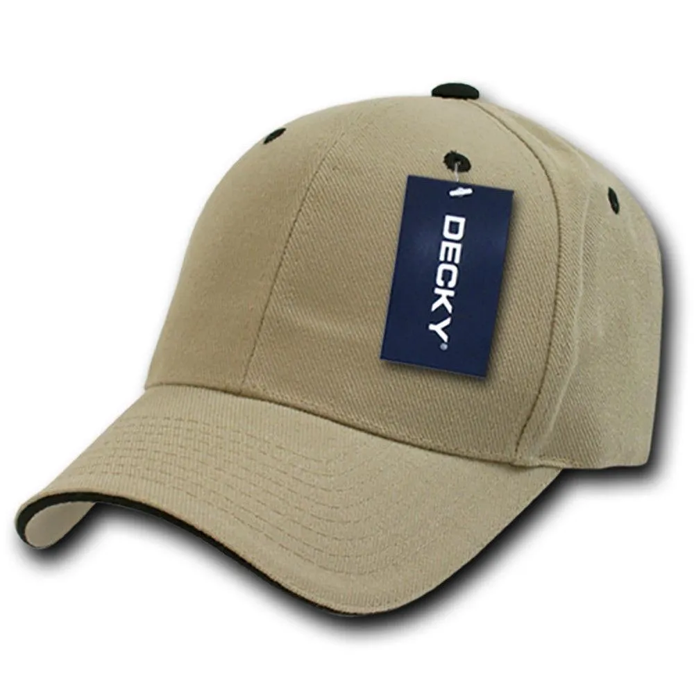 Decky Sandwich Visor Pro Style Two Tone Constructed 6 Panel Baseball Hats Caps