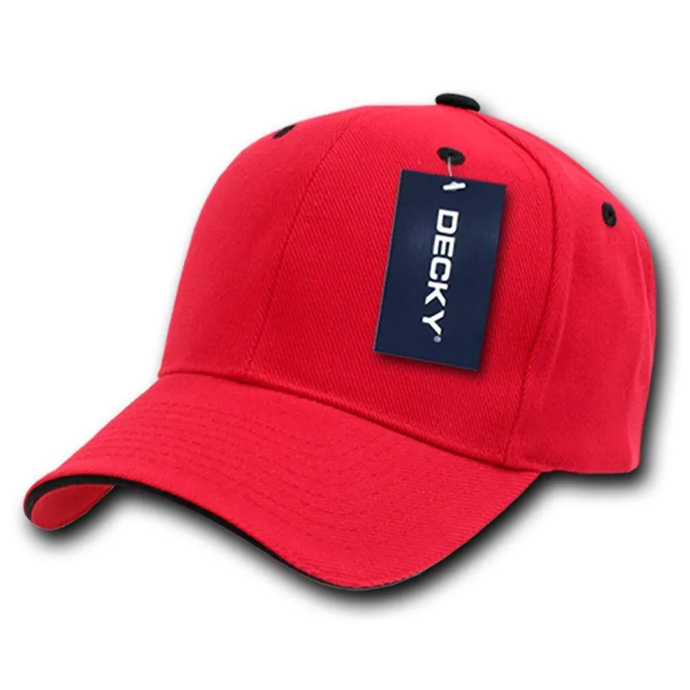 Decky Sandwich Visor Pro Style Two Tone Constructed 6 Panel Baseball Hats Caps