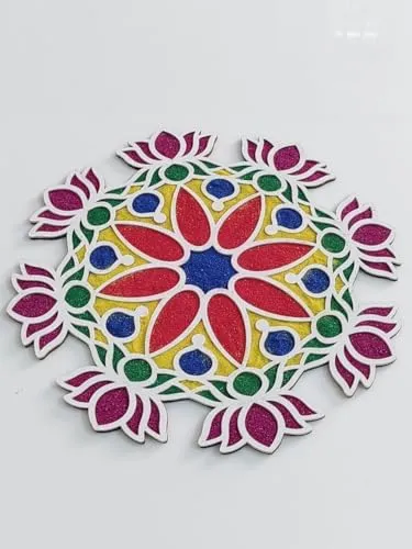 Diwali Rangoli Stencils, Rangoli Mat Gardenia, Rangoli Size - 12 Inch| | Reusable Diwali Decoration Items for Home Décor