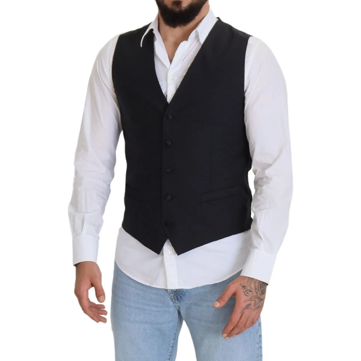 Dolce & Gabbana Elegant Black Single Breasted Dress Vest