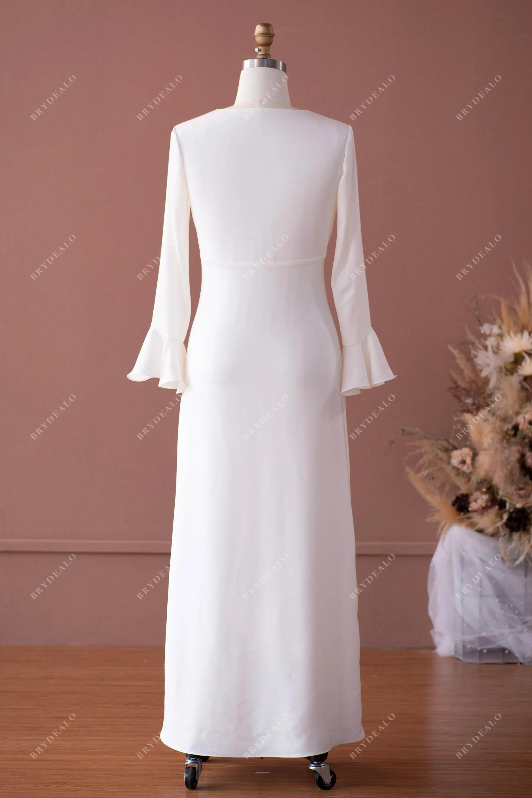 Elegant Vintage Stretchy Satin Ankle Length Wedding Dress