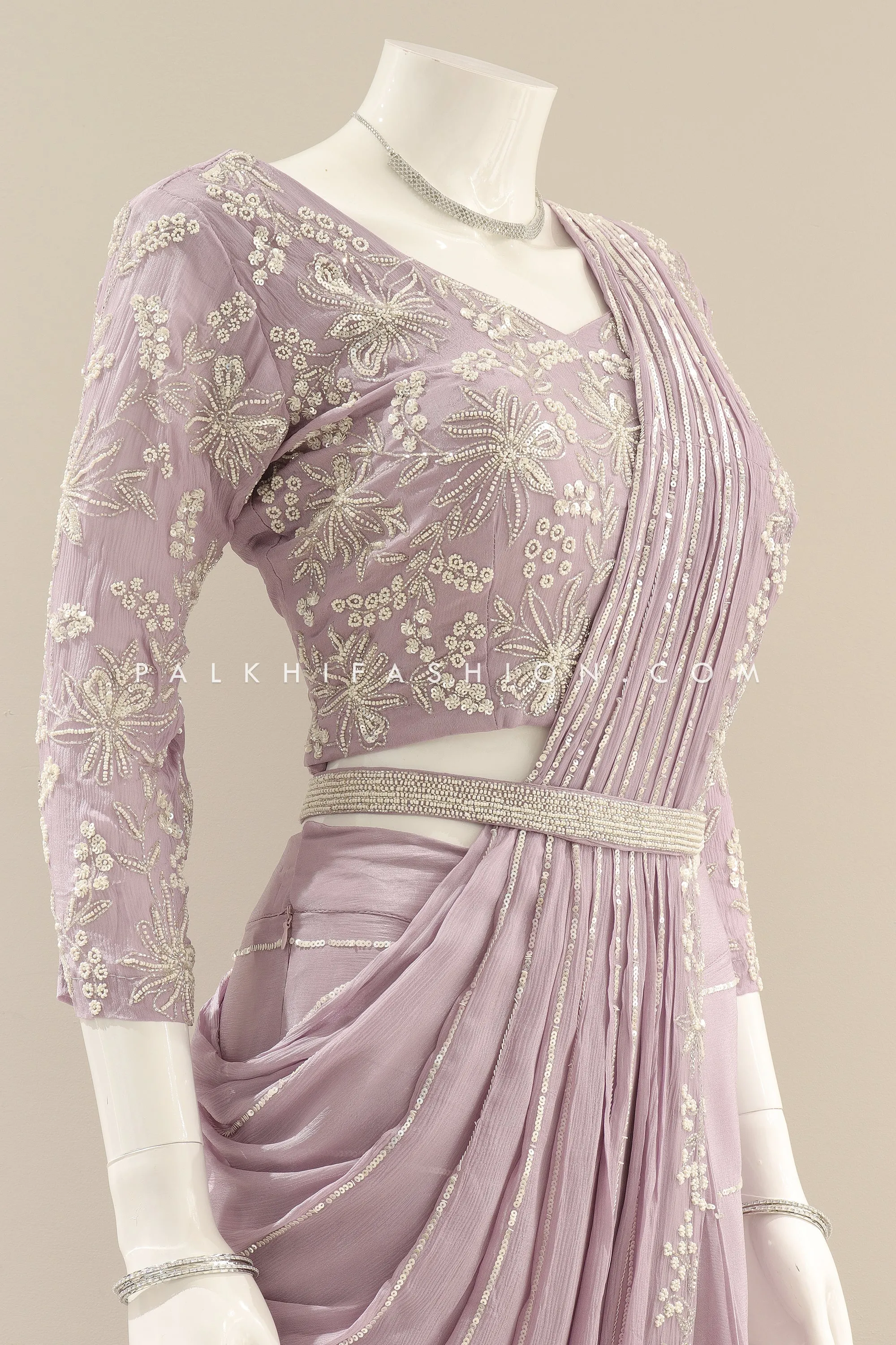 Exquisite Lilac Color Ready To Wear Indian Designer Ensemble