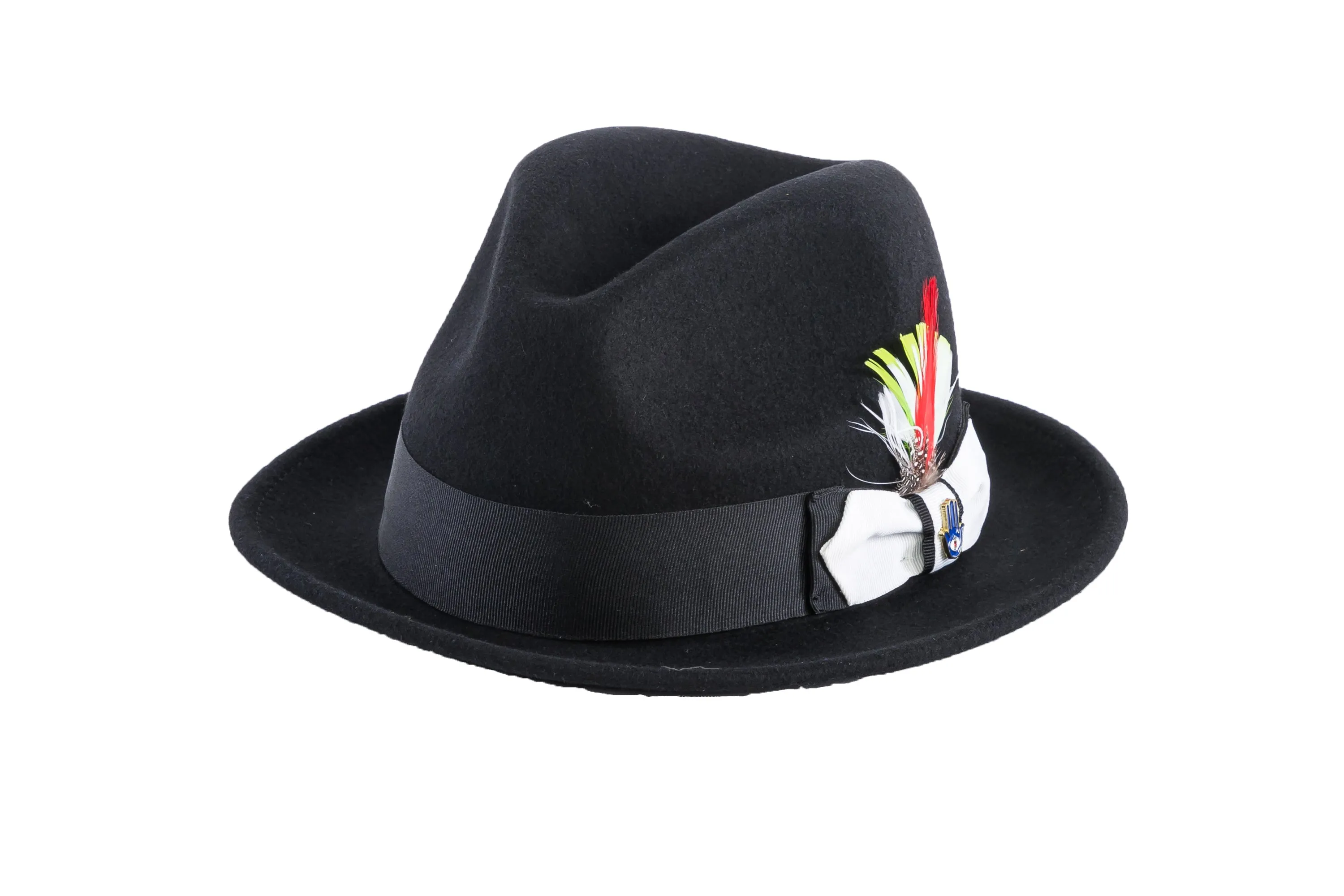 Ferrecci Brooks Soft 100% Australian Wool Felt Body With Removable Feather Fully Crushable Black/White Hat Great For Travel.