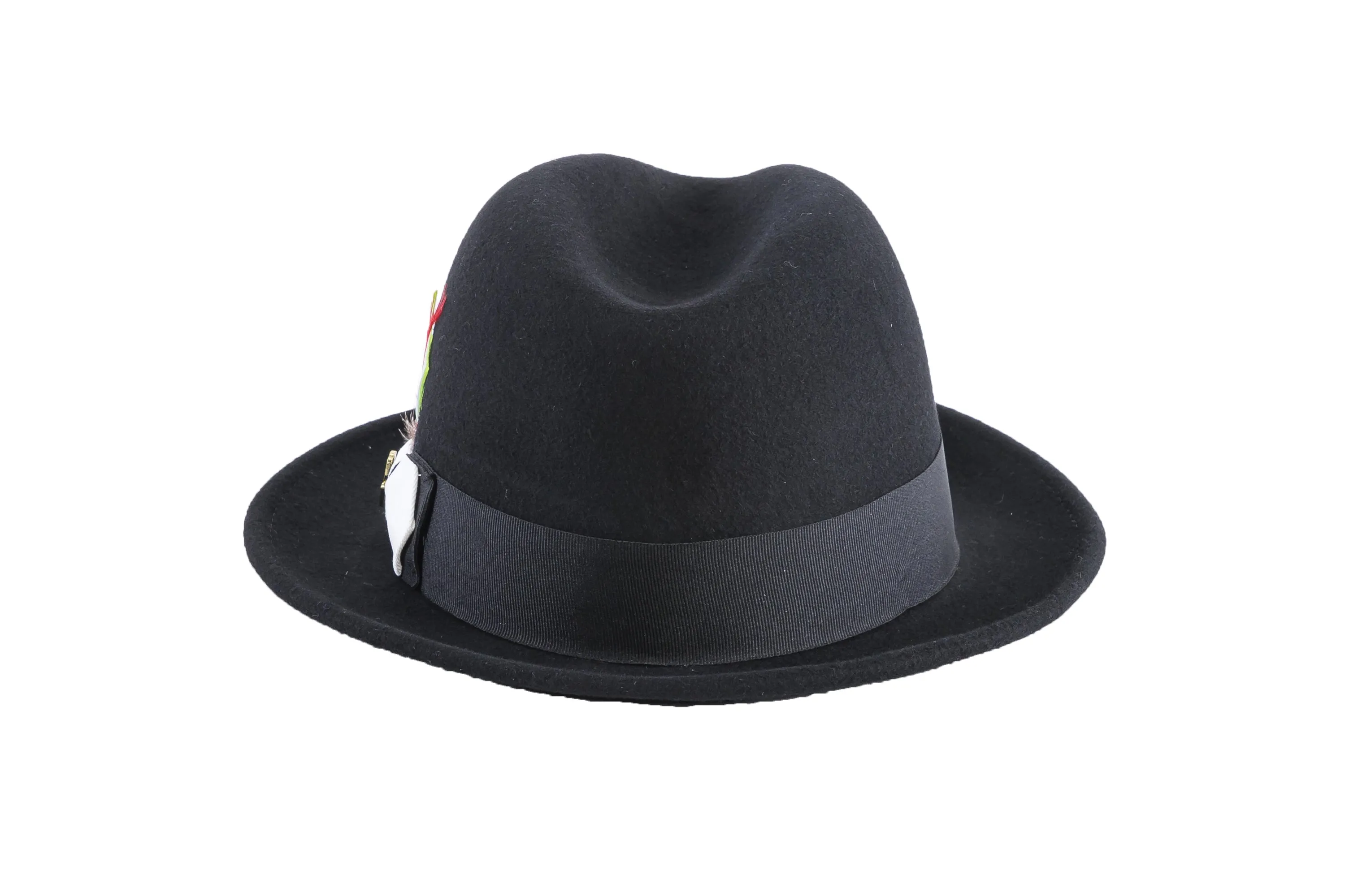 Ferrecci Brooks Soft 100% Australian Wool Felt Body With Removable Feather Fully Crushable Black/White Hat Great For Travel.