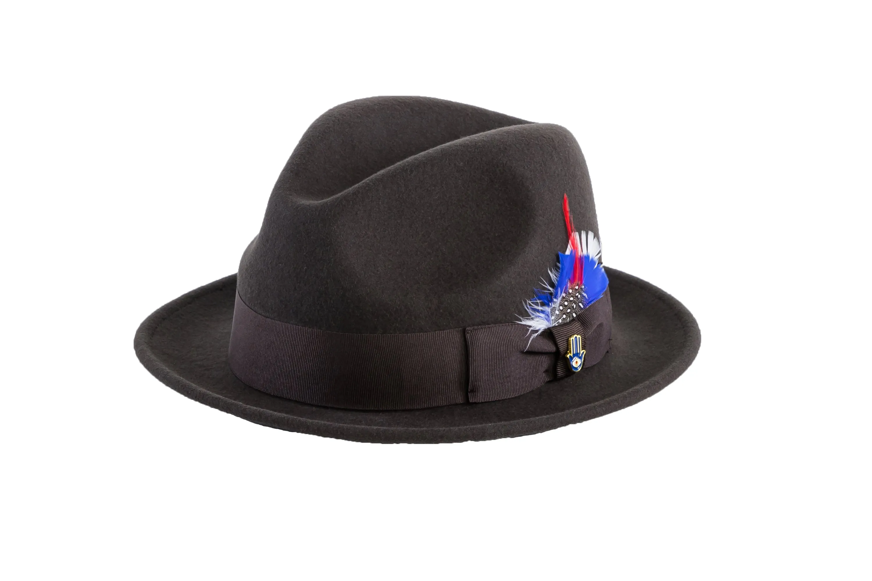 Ferrecci Brooks Trilby Soft 100% Australian Wool Felt Body with Removable Feather Fully Crushable brown hat Great for Travel