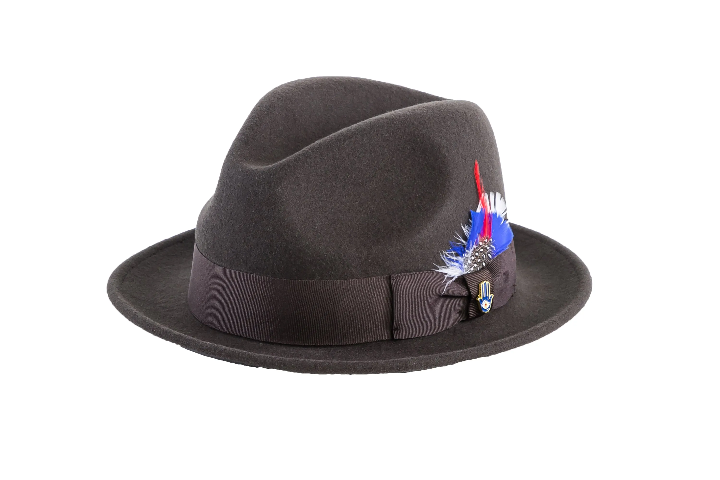 Ferrecci Brooks Trilby Soft 100% Australian Wool Felt Body with Removable Feather Fully Crushable brown hat Great for Travel